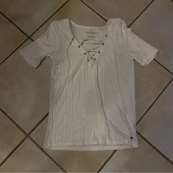 American Eagle White Tie Up Top - Picture 1 of 2